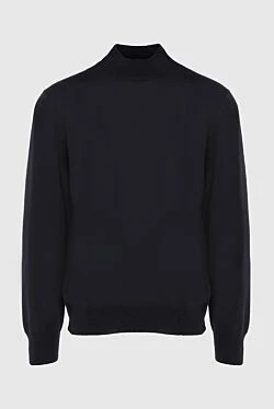 Men's jumper with a high stand-up collar made of wool, black