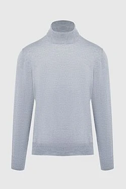 Men's jumper with a high stand-up collar made of wool, gray