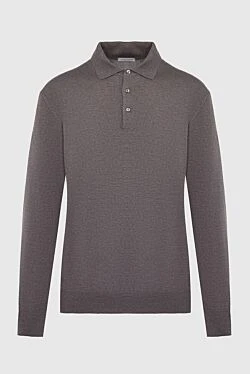 Wool long sleeve polo brown for men