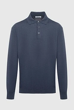 Wool long sleeve polo blue for men