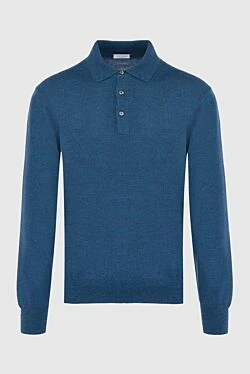 Wool long sleeve polo blue for men