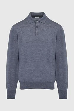 Wool long sleeve polo gray for men