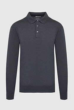 Wool long sleeve polo gray for men