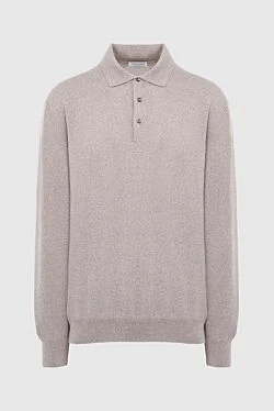 Wool Long Sleeve Polo Beige for men