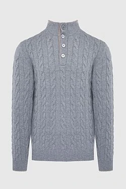 Wool, viscose and cashmere troyer gray for men