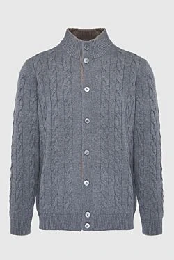 Men's cardigan made of wool, cashmere and viscose gray