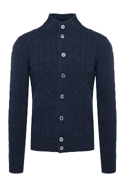 Men's cardigan made of wool, cashmere and viscose blue