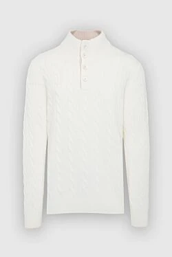 Wool, viscose and cashmere troyer white for men