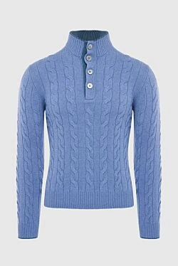 Troyer wool, viscose and cashmere blue for men