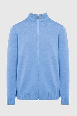 Men's cardigan made of wool, cashmere and viscose blue