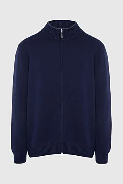 Men's cardigan made of wool, cashmere and viscose blue