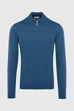 Wool long sleeve polo blue for men