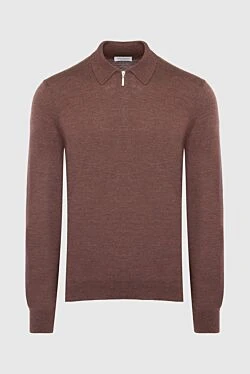 Wool long sleeve polo brown for men