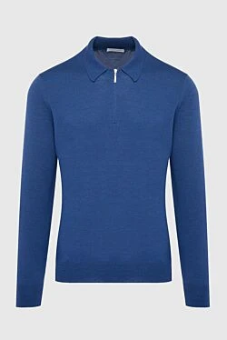 Wool long sleeve polo blue for men