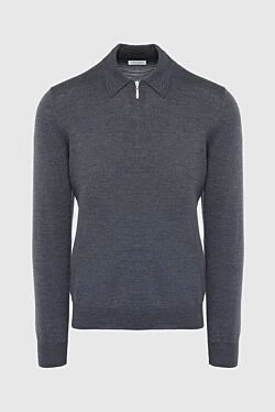 Wool long sleeve polo gray for men