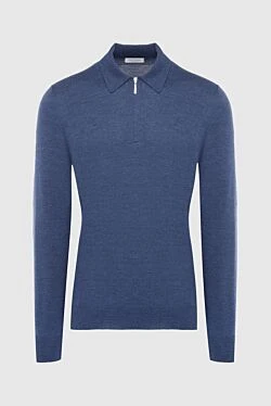 Wool long sleeve polo blue for men