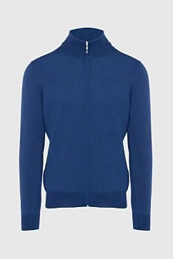 Blue men's wool cardigan