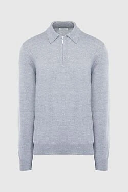 Wool long sleeve polo gray for men