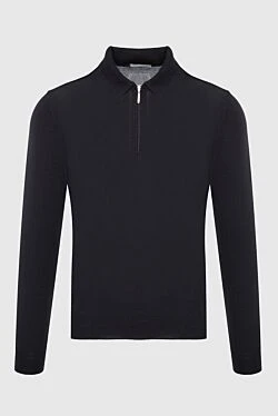 Polo with long sleeves made of wool black for men