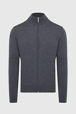 Men's gray wool cardigan