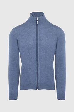 Blue men's wool cardigan