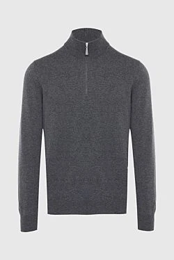 Wool, viscose and cashmere troyer gray for men