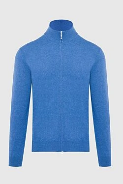 Men's cardigan made of wool, cashmere and viscose blue