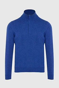 Troyer wool, viscose and cashmere blue for men