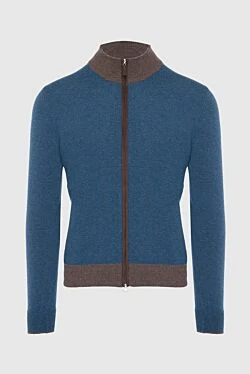 Men's cardigan made of wool, cashmere and viscose blue