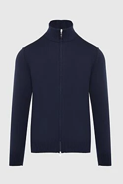 Blue men's wool cardigan