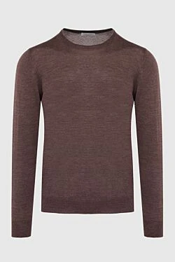 Wool and silk jumper brown for men