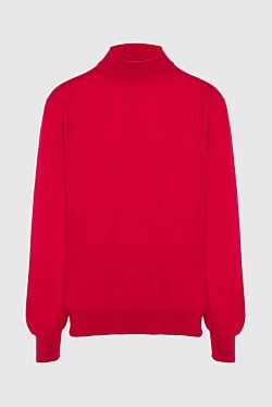 Men's jumper with a high stand-up collar, red wool