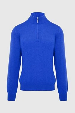 Wool and silk troyer blue for men