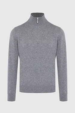 Gray wool and silk troyer for men