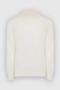 Men's jumper with high stand-up collar made of wool white