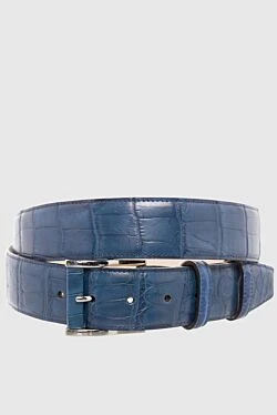 Crocodile leather belt blue for men