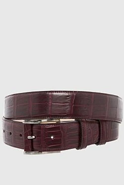 Crocodile leather belt burgundy for men