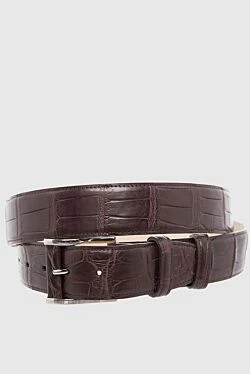 Brown crocodile leather belt for men