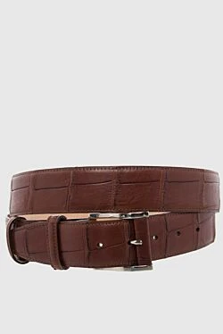 Brown crocodile leather belt for men