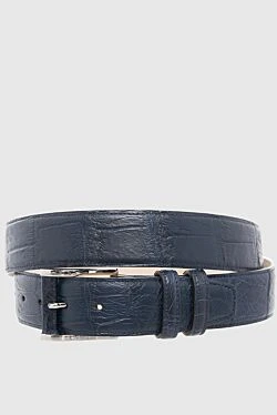 Crocodile leather belt blue for men