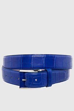 Crocodile leather belt blue for men