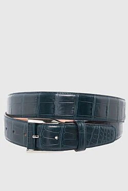 Green crocodile leather belt for men