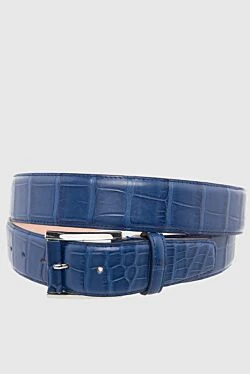 Crocodile leather belt blue for men