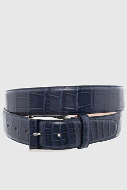 Crocodile leather belt blue for men