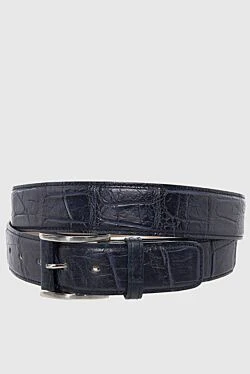 Crocodile leather belt blue for men