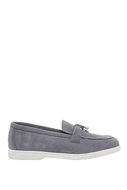 Gray nubuck loafers for women