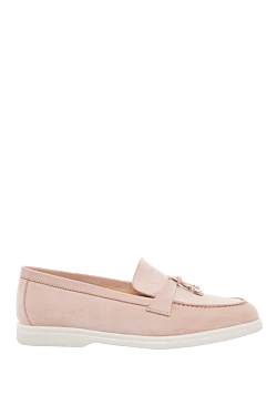 Pink nubuck loafers for women