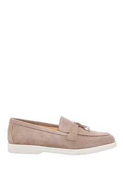 Beige nubuck loafers for women