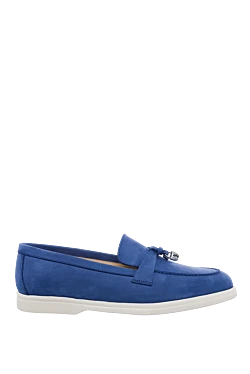 Blue nubuck loafers for women