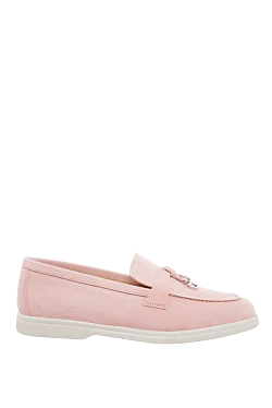 Pink nubuck loafers for women